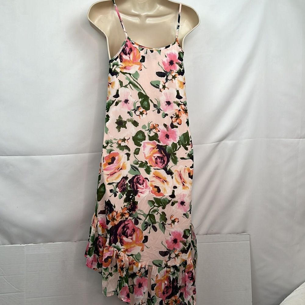 Charles Henry Pink floral high low floral dress size XS Petite NWT